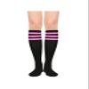 Soccer Socks Women Knee High - with with Three Pink Stripes, Long Thin Tube Sports Tall Socks view 2