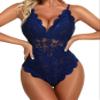 Namifin Womens Snap Crotch Lingerie Lace Teddy One Piece Babydoll Sexy Mini Bodysuit Navy Blue view 1