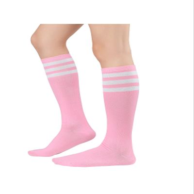Century Star Knee High Striped Socks for Women - Long Thin Tube Sports Thigh High Socks Tall Stockings 1 Pack Pink White