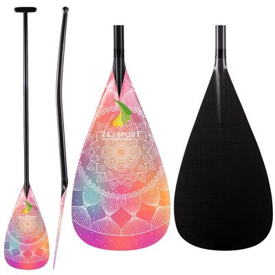 Z&J SPORT Outrigger Canoe Paddle Full Carbon, Tahiti Style OC Paddle with T-Handle, Lightweight Carbon Paddle for Waka AMA, vaa, Bent Shaft & 12 Degree Graphic Blade(MS0247")