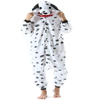 DarkCom Onesie Christmas Pajamas Adult Animal Halloween Costume Cosplay Dalmatian One Piece Unisex Homewear Polar Fleece Sleepwear X-Large