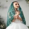 EllieHouse 1 Tier Short Lace Sequin Wedding Bridal Veil With Comb X77 Green view 2