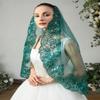 EllieHouse 1 Tier Short Lace Sequin Wedding Bridal Veil With Comb X77 Green view 3