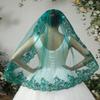 EllieHouse 1 Tier Short Lace Sequin Wedding Bridal Veil With Comb X77 Green view 4
