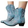 Hbeylia Cowboy Boots For Women Vintage Embroidery Pointed Toe Chunky Mid-Heels Western Cowgirls Boots Retro Slip On Wide Mid Calf Boots Riding Knight Ankle Booties view 1