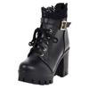 Hbeylia Women's Platform Combat Boots Fashion Lace Leather Chunky Pump Ankle Booties Leather Goth Anti Slip Lace Up High Heels Riding Short Boots For Women Bride Wedding Halloween Cosplay Party view 4