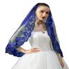 EllieHouse 1 Tier Short Lace Sequin Wedding Bridal Veil With Comb X77 Royal Blue view 1