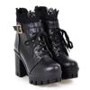 Hbeylia Women's Platform Combat Boots Fashion Lace Leather Chunky Pump Ankle Booties Leather Goth Anti Slip Lace Up High Heels Riding Short Boots For Women Bride Wedding Halloween Cosplay Party view 1