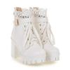 Hbeylia Women's Platform Combat Boots Fashion Lace Leather Chunky Pump Ankle Booties Leather Goth Anti Slip Lace Up High Heels Riding Short Boots For Women Bride Wedding Halloween Cosplay Party view 1