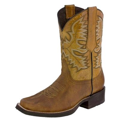 Hbeylia Women's Western Cowboy Cowgirls Boots With Side Zipper Vintage Embroidery Round Toe Chunky Low Heels Wide Mid Calf Boots For Women Riding