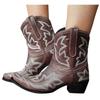 Hbeylia Cowboy Boots For Women Vintage Embroidery Pointed Toe Chunky Mid-Heels Western Cowgirls Boots Retro Slip On Wide Mid Calf Boots Riding Knight Ankle Booties view 1