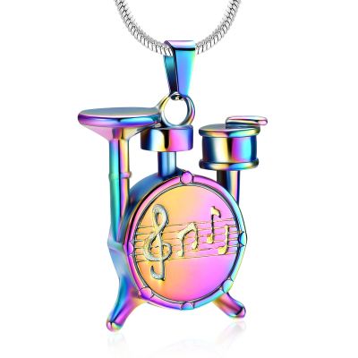 Memorial Cremation Jewelry for Ashes Music Drum Set Shaped Urn Necklaces for Human Dog Cat Keepsake Pendant Jewelry with Fill Kit (Colorful)