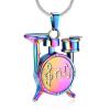 Memorial Cremation Jewelry for Ashes Music Drum Set Shaped Urn Necklaces for Human Dog Cat Keepsake Pendant Jewelry with Fill Kit (Colorful) view 1