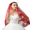 EllieHouse 1 Tier Short Lace Sequin Green Wedding Bridal Veil With Comb X77 Red view 1