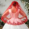 EllieHouse 1 Tier Short Lace Sequin Green Wedding Bridal Veil With Comb X77 Red view 4