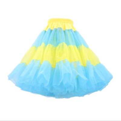 Honeystore Women's 3-Layered Tutu Petticoat 50s Puffy Party Ballet Dance Cosplay SD-1120-Blue-Yellow