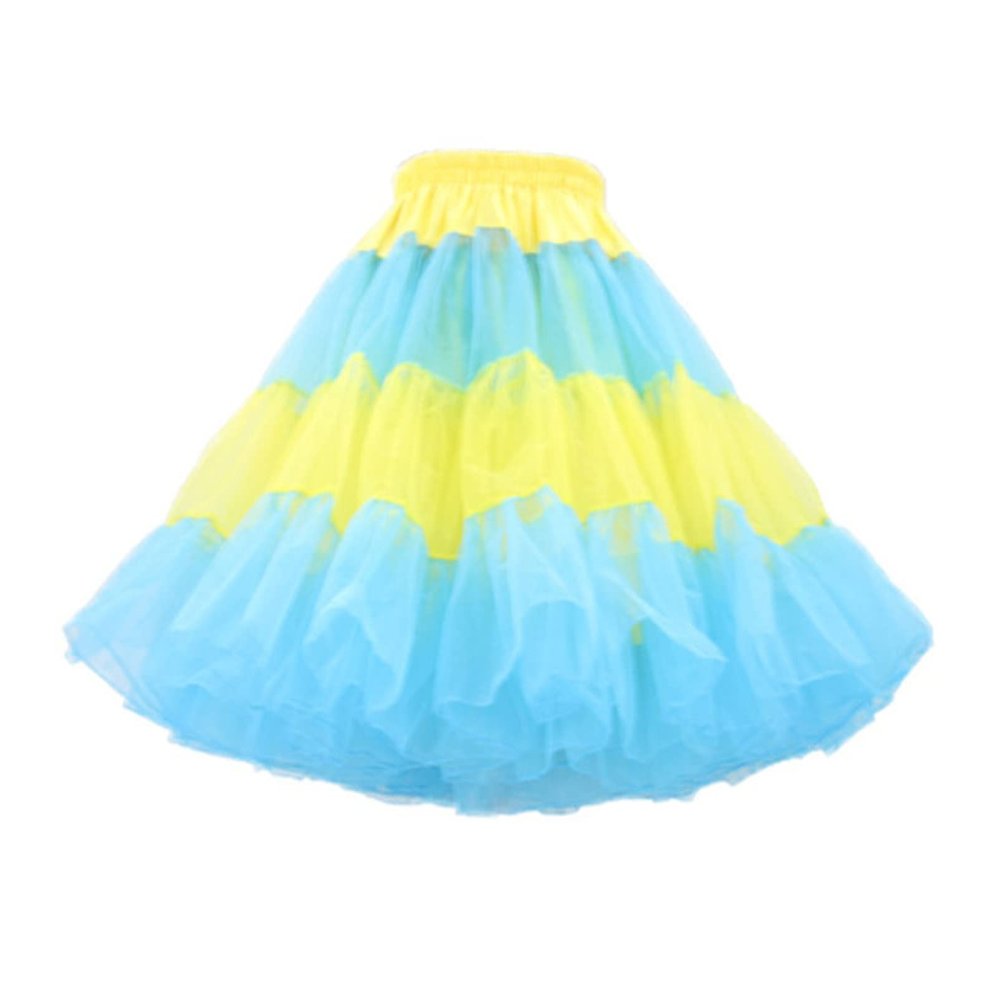Honeystore Women's 3-Layered Tutu Petticoat 50s Puffy Party Ballet Dance Cosplay SD-1120-Blue-Yellow