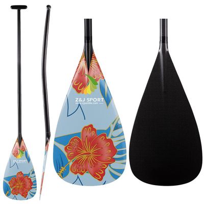 Z&J SPORT Outrigger Canoe Paddle Full Carbon, Tahiti Style OC Paddle with T-Handle, Lightweight Carbon Paddle for Waka AMA, vaa, Bent Shaft & 12 Degree Graphic Blade(BL168,52")