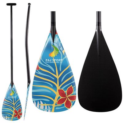 Z&J SPORT Outrigger Canoe Paddle Full Carbon, Tahiti Style OC Paddle with T-Handle, Lightweight Carbon Paddle for Waka AMA, vaa, Bent Shaft & 12 Degree Graphic Blade(BL467,46")