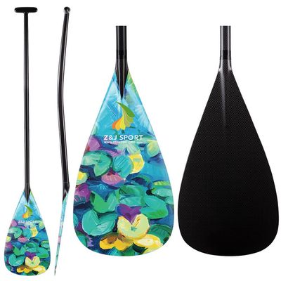 Z&J SPORT Outrigger Canoe Paddle Full Carbon, Tahiti Style OC Paddle with T-Handle, Lightweight Carbon Paddle for Waka AMA, vaa, Bent Shaft & 12 Degree Graphic Blade(LZ251,50")