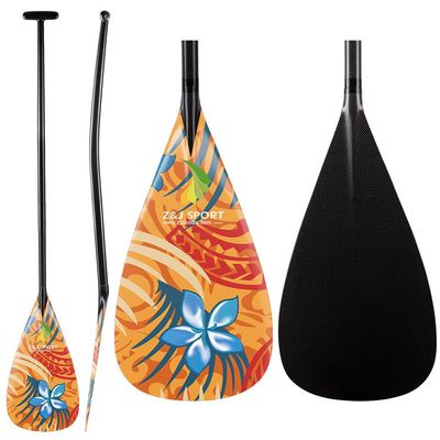 Z&J SPORT Outrigger Canoe Paddle Full Carbon, Tahiti Style OC Paddle with T-Handle, Lightweight Carbon Paddle for Waka AMA, vaa, Bent Shaft & 12 Degree Graphic Blade(YW364,48")
