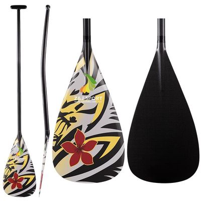 Z&J SPORT Outrigger Canoe Paddle Full Carbon, Tahiti Style OC Paddle with T-Handle, Lightweight Carbon Paddle for Waka AMA, vaa, Bent Shaft & 12 Degree Graphic Blade(BA251,46")