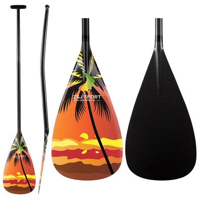 Z&J SPORT Outrigger Canoe Paddle Full Carbon, Tahiti Style OC Paddle with T-Handle, Lightweight Carbon Paddle for Waka AMA, vaa, Bent Shaft & 12 Degree Graphic Blade(DW09,46")