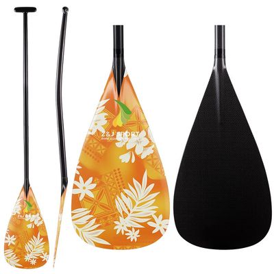 Z&J SPORT Outrigger Canoe Paddle Full Carbon, Tahiti Style OC Paddle with T-Handle, Lightweight Carbon Paddle for Waka AMA, vaa, Bent Shaft & 12 Degree Graphic Blade(YW398,51")