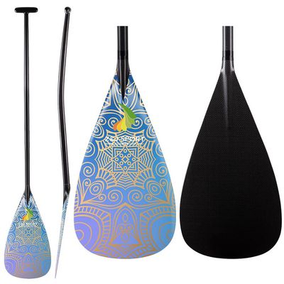 Z&J SPORT Outrigger Canoe Paddle Full Carbon, Tahiti Style OC Paddle with T-Handle, Lightweight Carbon Paddle for Waka AMA, vaa, Bent Shaft & 12 Degree Graphic Blade(DW04,50")