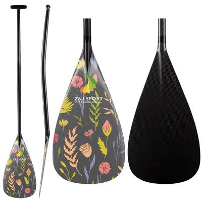 Z&J SPORT Outrigger Canoe Paddle Full Carbon, Tahiti Style OC Paddle with T-Handle, Lightweight Carbon Paddle for Waka AMA, vaa, Bent Shaft & 12 Degree Graphic Blade(KJ634,50")