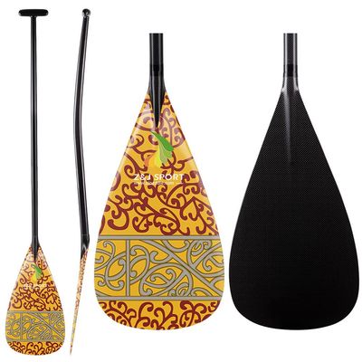 Z&J SPORT Outrigger Canoe Paddle Full Carbon, Tahiti Style OC Paddle with T-Handle, Lightweight Carbon Paddle for Waka AMA, vaa, Bent Shaft & 12 Degree Graphic Blade(YM288,50")
