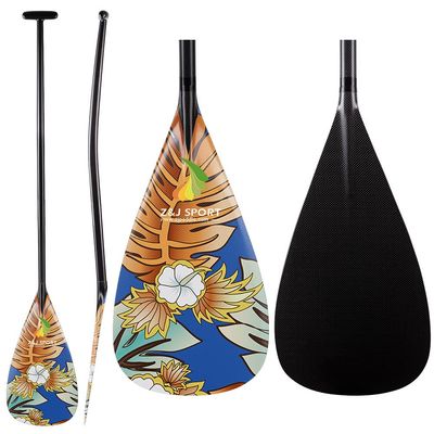 Z&J SPORT Outrigger Canoe Paddle Full Carbon, Tahiti Style OC Paddle with T-Handle, Lightweight Carbon Paddle for Waka AMA, vaa, Bent Shaft & 12 Degree Graphic Blade(BH369,51")