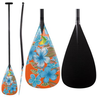 Z&J SPORT Outrigger Canoe Paddle Full Carbon, Tahiti Style OC Paddle with T-Handle, Lightweight Carbon Paddle for Waka AMA, vaa, Bent Shaft & 12 Degree Graphic Blade(RA238,52")