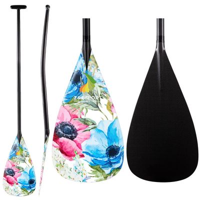 Z&J SPORT Outrigger Canoe Paddle Full Carbon, Tahiti Style OC Paddle with T-Handle, Lightweight Carbon Paddle for Waka AMA, vaa, Bent Shaft & 12 Degree Graphic Blade(LH216,49")