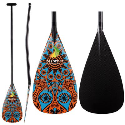 Z&J SPORT Outrigger Canoe Paddle Full Carbon, Tahiti Style OC Paddle with T-Handle, Lightweight Carbon Paddle for Waka AMA, vaa, Bent Shaft & 12 Degree Graphic Blade(MZ532,50")