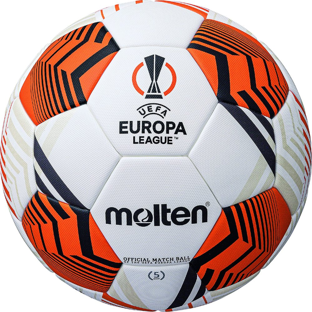 Molten UEFA Europa League UEL Official Football, White/Orange/Black, Model: 5000 'Match Ball', Size 5