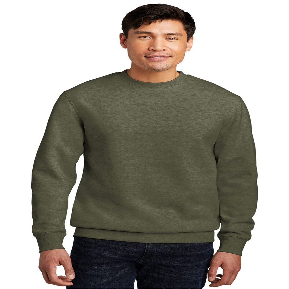 District V.I.T. Fleece Crew DT6104-Heathered Olive-Large