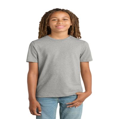 District Youth Re-Tee - 100% Recycled Short Sleeve T-Shirt for Boys & Girls, Regular Fit Casual Top, Soft & Stylish, Light Heather Grey, XL