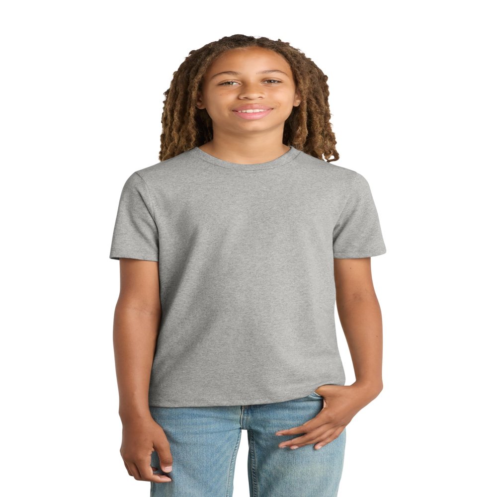 District Youth Re-Tee - 100% Recycled Short Sleeve T-Shirt for Boys & Girls, Regular Fit Casual Top, Soft & Stylish, Light Heather Grey, XL