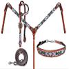 Showman Leather Headstall & Breast Collar Set w/Pastel Beaded Southwest Design view 1