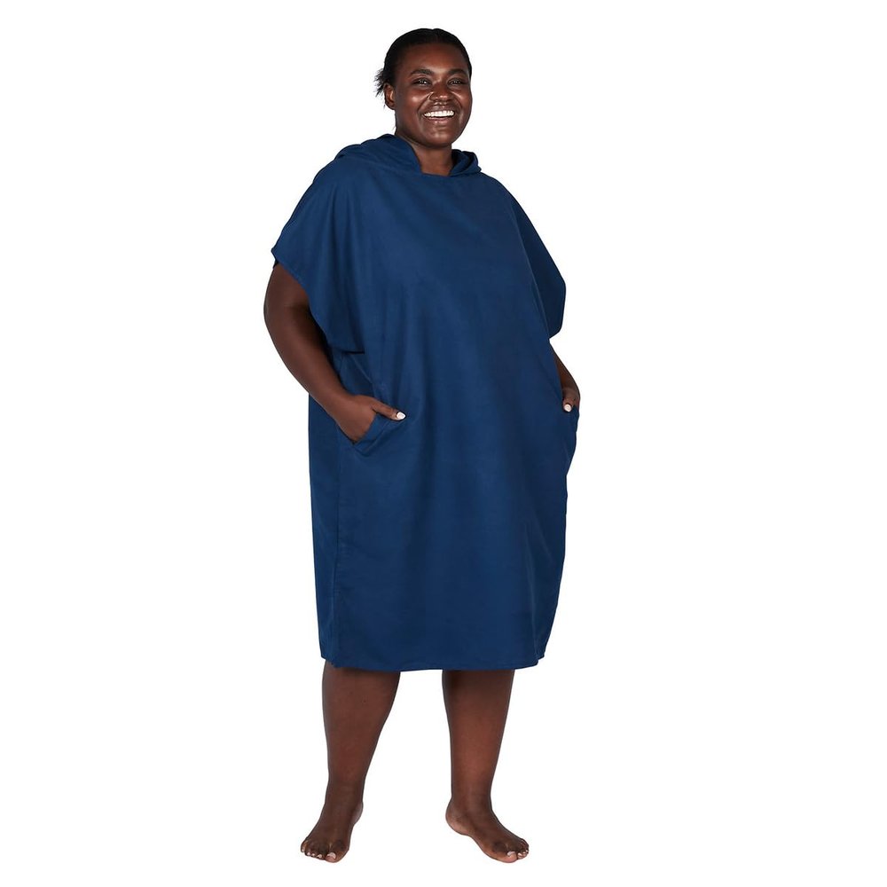 Dock & Bay Adult Beach Poncho - Hooded Towel with Deep Pockets - for Beach & Pool - Super Absorbent, Quick Dry - Go Faster - Yosemite Navy, Small (85x65cm, 33x26)