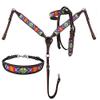 Showman Bright Beaded Southwest Cactus Design Headstall & Breast Collar Set, Average Full Size Horse view 1