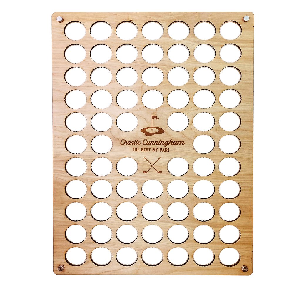 Torched Golf Ball Display Holder Collectors Case Holds 72 Golf Balls Wall Mount Decor, Golf Lovers Gift for Men, Customizable