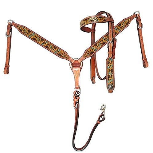 Showman Hand Painted Sunflower Browband Headstall & Breast Collar Set