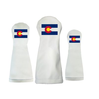 Colorado State Flag Sunfish Leather Golf Club Headcover Set Driver, Fairway, Hybrid