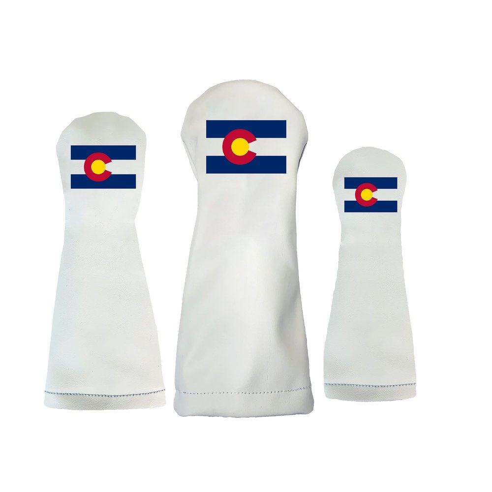 Colorado State Flag Sunfish Leather Golf Club Headcover Set Driver, Fairway, Hybrid