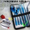 VANDBAO Portable Travel Utensils, Reusable Silverware with Case for Fixing Tableware, 9 Pieces Stainless Steel Stable Flatware Set, Camping Picnic Cutlery Set (Blue Set) view 2