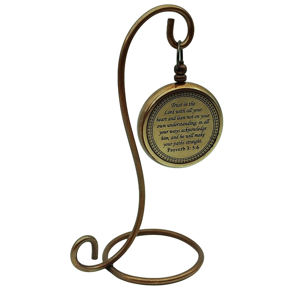 AYZCORP Compass with Display Stand-Unique|Uplifting|Engraved Compass |Brass Antique Compass w/Antique Display Stand Custom Gift,Business & Office Gift,Birthday,Fathers Day (Trust in The Lord)