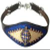 Showman Leather Wither Strap w/ Gold / Royal Blue Metallic Overlay & Rhinestones, Dark Oil, Royal Blue, Gold, Average Full Size Horse view 1