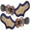 Showman Ladies Leather Spur Straps w/Metallic Gold & Royal Blue Overlay view 1